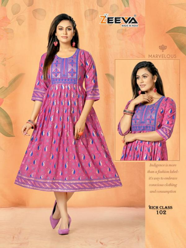 Zeeva Rich Class Rayon Designer Anarkali Kurti collection